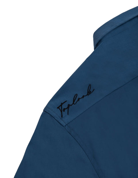 Long-Sleeved Shirt with Two Patch Pockets in ensign blue Colour - Toplook London