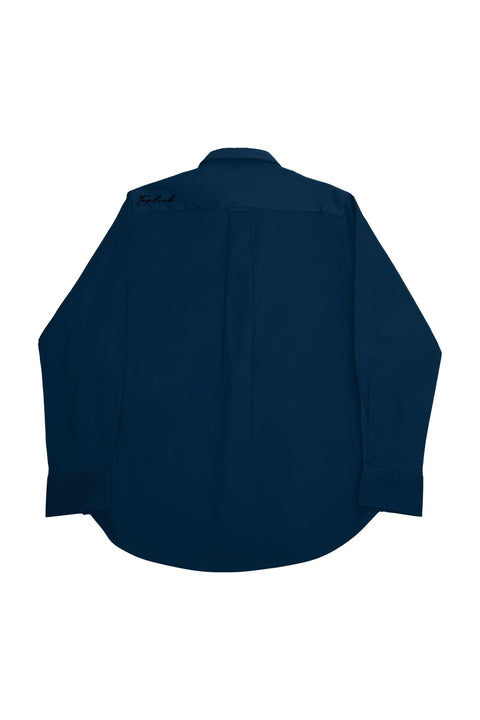 Long-Sleeved Shirt with Two Patch Pockets in ensign blue Colour - Toplook London