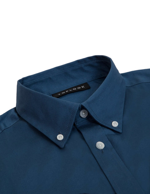 Long-Sleeved Shirt with Two Patch Pockets in ensign blue Colour - Toplook London