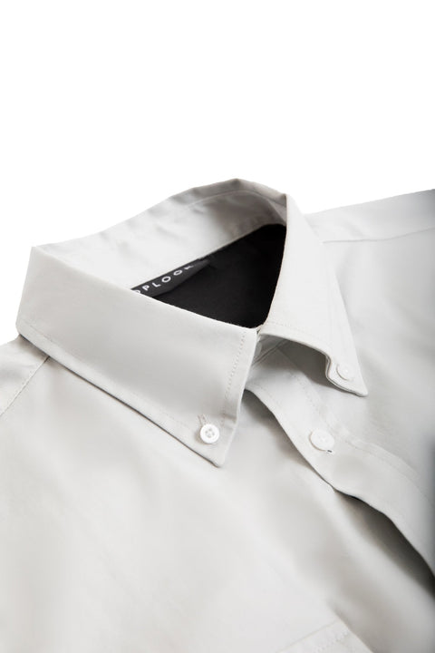 Long-Sleeved Shirt With Two Patch pockets in Grey Day Colour - Toplook London