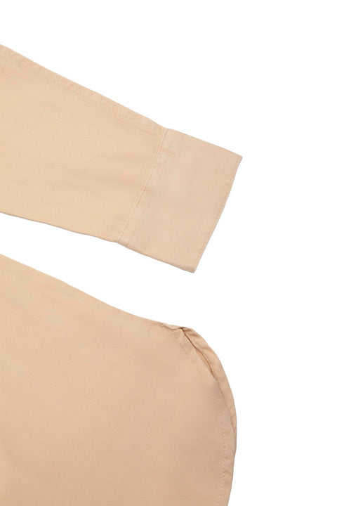 Long-Sleeved Shirt With Two Patch pockets in Ivory Colour - Toplook London