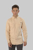 Long-Sleeved Shirt With Two Patch pockets in Ivory Colour - Toplook London