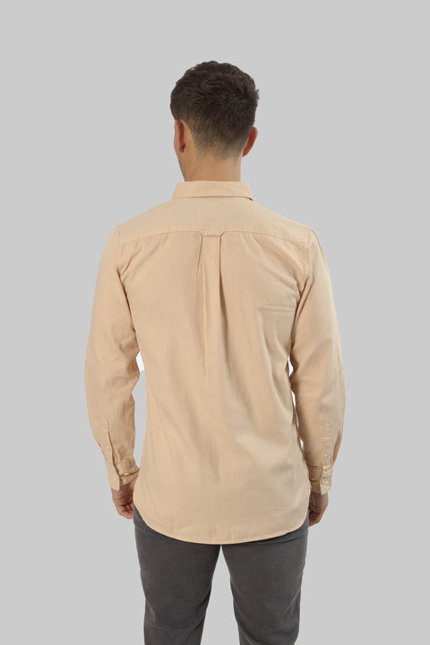 Long-Sleeved Shirt With Two Patch pockets in Ivory Colour - Toplook London