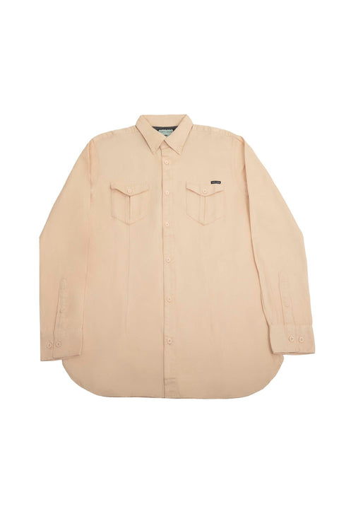 Long-Sleeved Shirt With Two Patch pockets in Ivory Colour - Toplook London