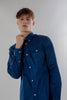 Long-Sleeved Shirt With Two Patch pockets in Navy Colour - Toplook London