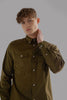 Long-Sleeved Shirt With Two Patch pockets in Olive Colour - Toplook London