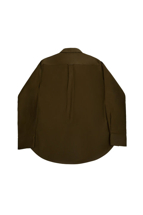 Long-Sleeved Shirt With Two Patch pockets in Olive Colour - Toplook London