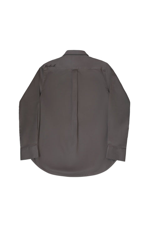 Long-Sleeved Shirt with Two Patch Pockets in pearl blue Colour - Toplook London