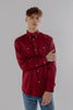 Long-Sleeved Shirt With Two Patch pockets in Ruby Wine Colour - Toplook London