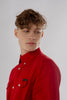 Long-Sleeved Shirt With Two Patch pockets in Savvy Red Colour - Toplook London