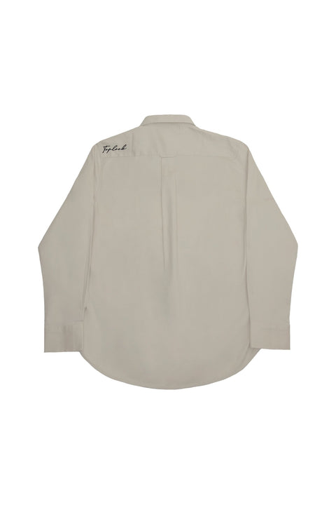 Long-Sleeved Shirt with Two Patch Pockets in volcanic glass Colour - Toplook London