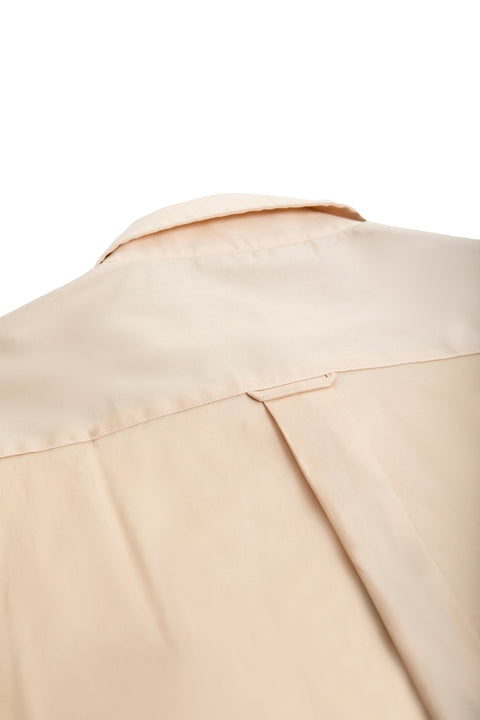 Long-Sleeved Shirt With Two Patch pockets in Volcanic Glass Colour - Toplook London