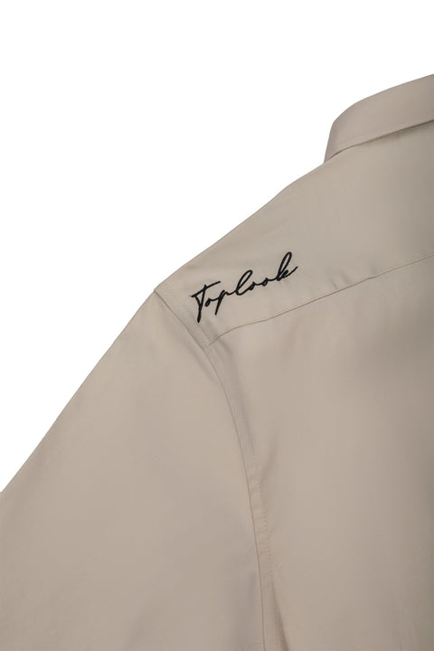 Long-Sleeved Shirt with Two Patch Pockets in volcanic glass Colour - Toplook London