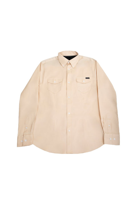 Long-Sleeved Shirt With Two Patch pockets in Volcanic Glass Colour - Toplook London
