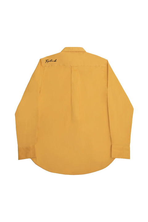 Long-Sleeved Shirt with Two Patch Pockets in wheat Colour - Toplook London