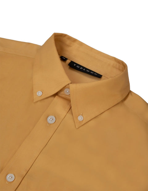 Long-Sleeved Shirt with Two Patch Pockets in wheat Colour - Toplook London