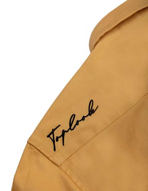 Long-Sleeved Shirt with Two Patch Pockets in wheat Colour - Toplook London