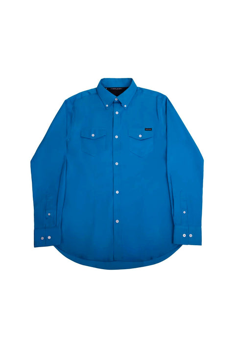 Long-Sleeved Shirt with Two Pockets in Brilliant blue Colour - Toplook London