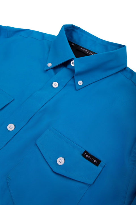 Long-Sleeved Shirt with Two Pockets in Brilliant blue Colour - Toplook London
