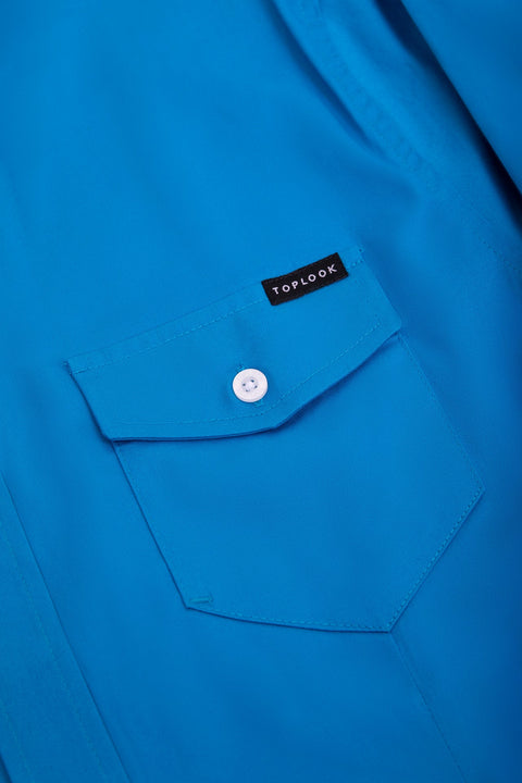 Long-Sleeved Shirt with Two Pockets in Brilliant blue Colour - Toplook London