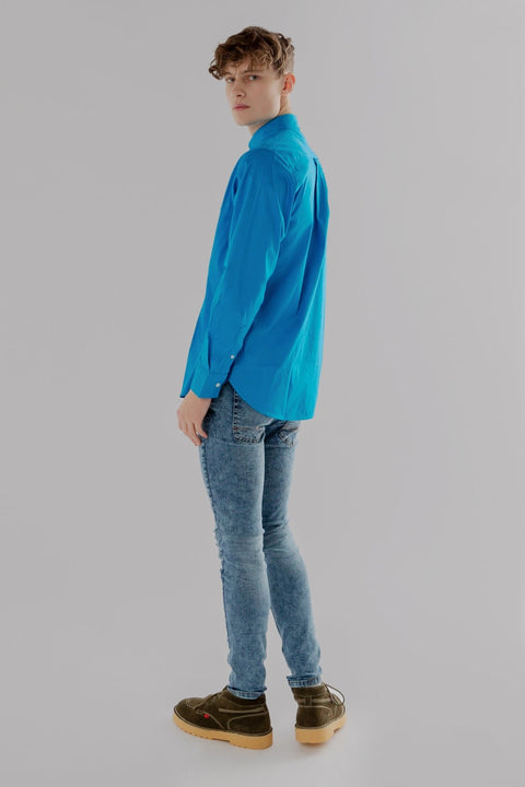 Long-Sleeved Shirt with Two Pockets in Brilliant blue Colour - Toplook London