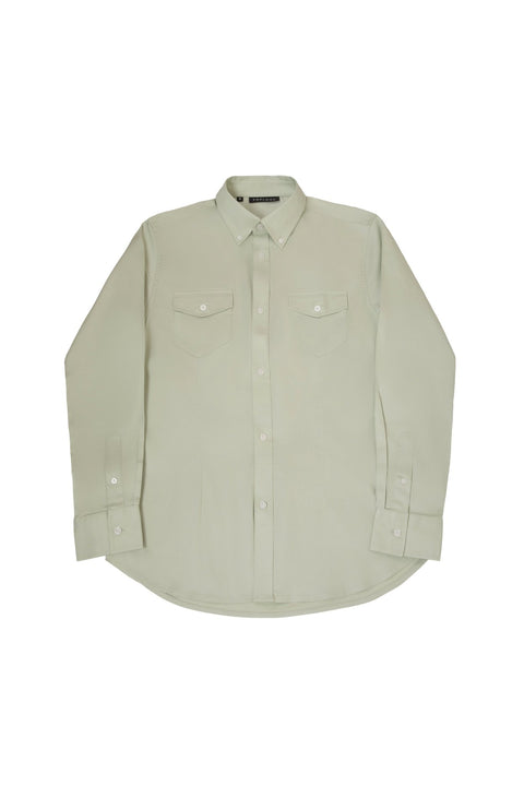 Long-Sleeved Shirt with Two Pockets in pumice stone - Toplook London
