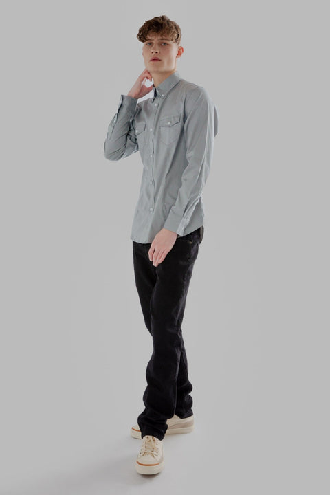 Long-Sleeved Shirt with Two Pockets in seafoam - Toplook London