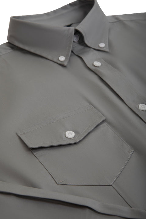 Long-Sleeved Shirt with Two Pockets in wild dove Colour - Toplook London