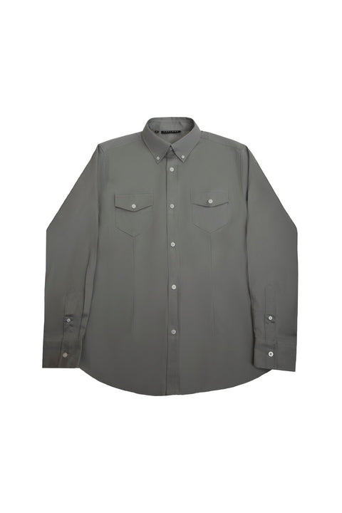 Long-Sleeved Shirt with Two Pockets in wild dove Colour - Toplook London