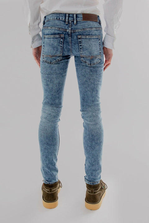 Men's Acid Rain Wash Ripped Skinny Fit Jeans in Light Acid wash - Toplook London