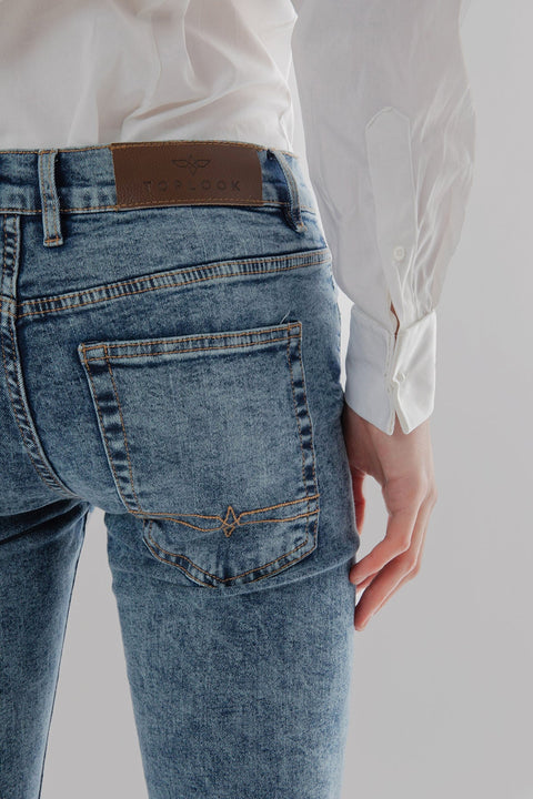Men's Acid Rain Wash Ripped Skinny Fit Jeans in Light Acid wash - Toplook London