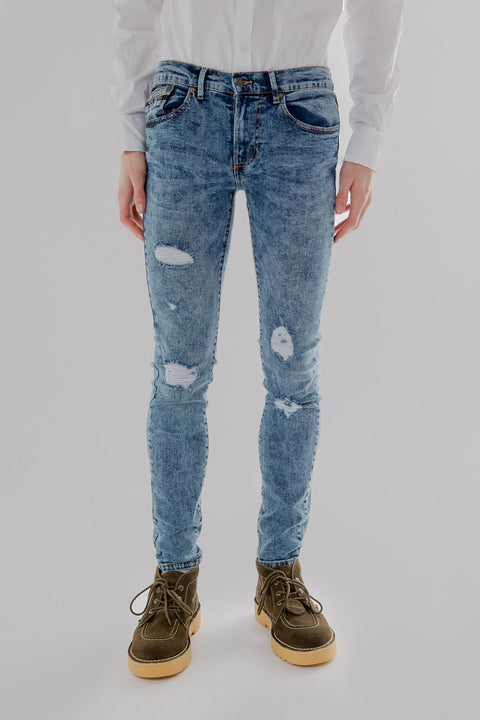 Men's Acid Rain Wash Ripped Skinny Fit Jeans in Light Acid wash - Toplook London