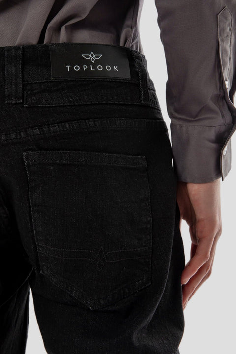 Men's Black Forest Tapered Fit Denim Jeans Pants - Toplook London
