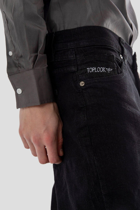 Men's Black Forest Tapered Fit Denim Jeans Pants - Toplook London