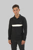 Men's Cotton Long-Sleeved Stripe Polo Shirt In Black - Toplook London