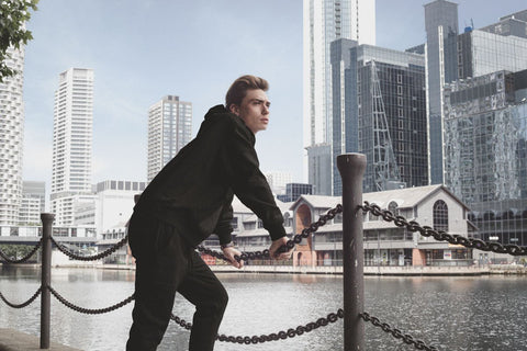 MEN'S FULL ZIP HOODIE TRACKSUIT TOP, BLACK - Toplook London