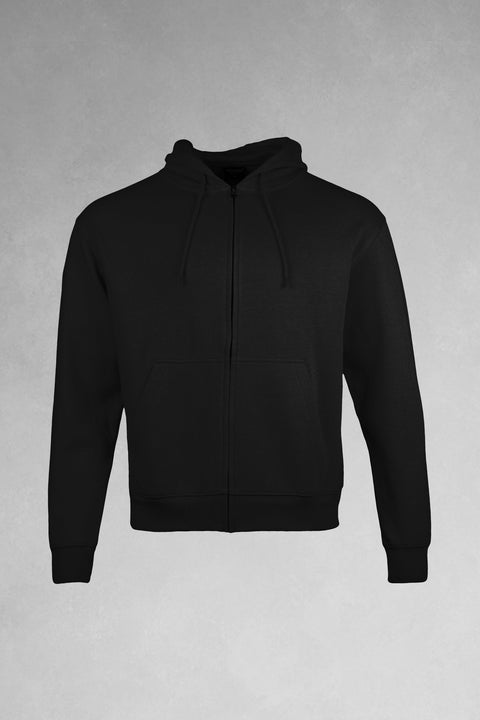 MEN'S FULL ZIP HOODIE TRACKSUIT TOP, BLACK - Toplook London