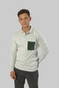 Men's Long-Sleeve Casual Fashion Polo Shirt with Pocket, Baby Blue - Toplook London