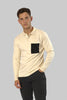 Men's Long-Sleeve Casual Fashion Polo Shirt with Pocket, Cloud Cream - Toplook London