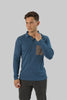 Men's Long-Sleeve Casual Fashion Polo Shirt with Pocket, Dark blue - Toplook London