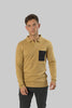 Men's Long-Sleeve Casual Fashion Polo Shirt with Pocket, Khaki - Toplook London