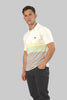 Men's Panel Polo Shirt Casual Wear Chest Stripe In White - Toplook London