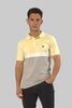 Men's Panel Polo Shirt Casual Wear Chest Stripe In Yellow - Toplook London