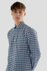 Men's Pure Cotton Classic Fit Oxford Check Shirt, Navy White - Toplook London