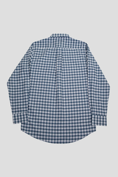 Men's Pure Cotton Classic Fit Oxford Check Shirt, Navy White - Toplook London