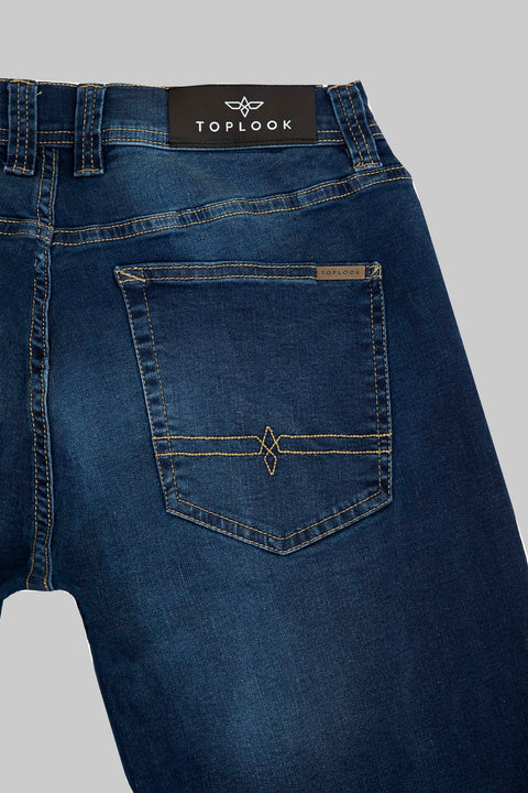 Men's Regular Fit Flex Waist Straight Leg Jean, Medium Blue - Toplook London