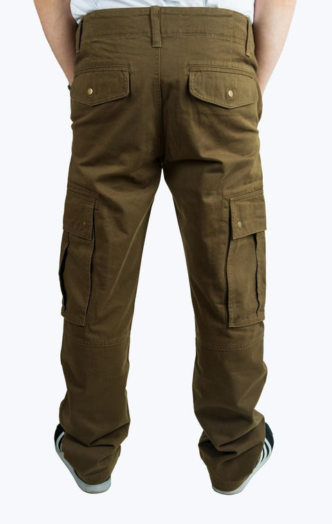 Men's Relaxed Fit Combat Cargo Pants, Khaki - Toplook London