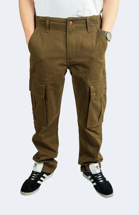 Men's Relaxed Fit Combat Cargo Pants, Khaki - Toplook London