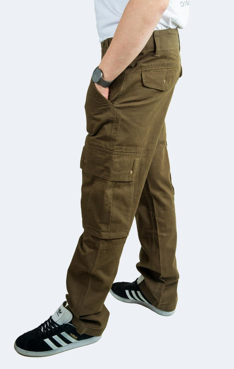 Men's Relaxed Fit Combat Cargo Pants, Khaki - Toplook London