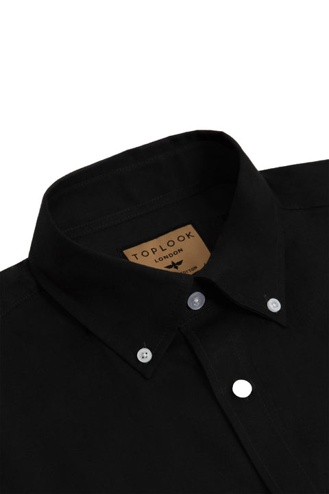 Regular Fit Oxford Cotton Long Sleeve Formal Smart Business Mens Black Colour - Toplook London